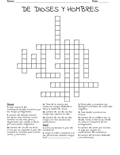 DE DIOSES Y HOMBRES Crossword WordMint