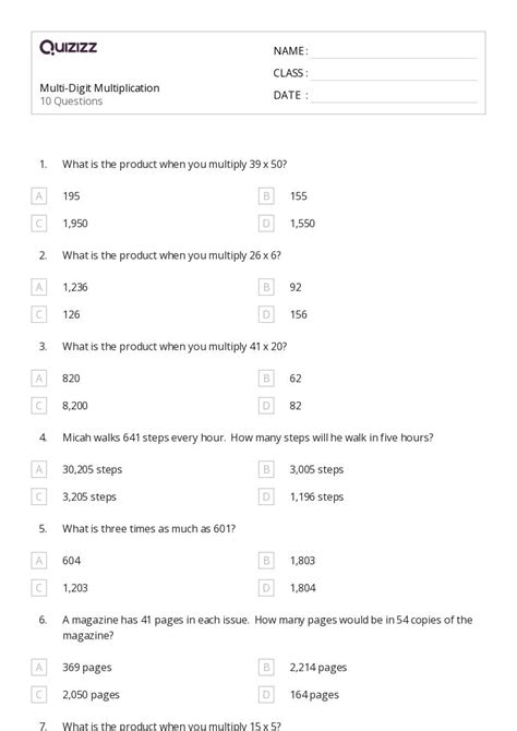 50 Multiplication Worksheets For 7th Grade On Quizizz Free And Printable