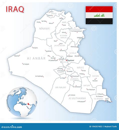 The Detailed Map Of Iraq With Regions Or States And Cities Capital Administrative Division