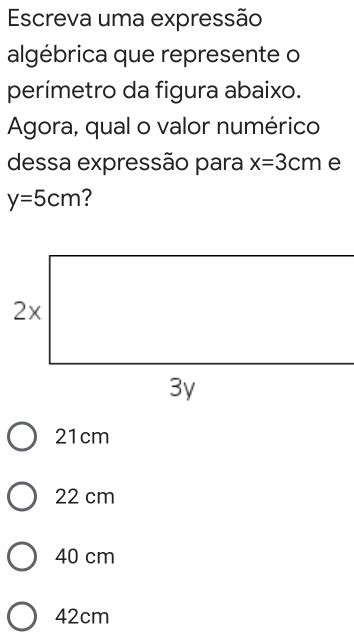 Solved Escreva Uma Expressão Algébrica Que Represente O Perímetro Da