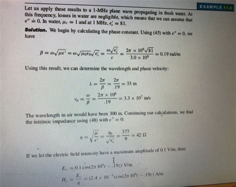 Solved Let Us Apply These Results To A 1 MHz Plane Wave Chegg