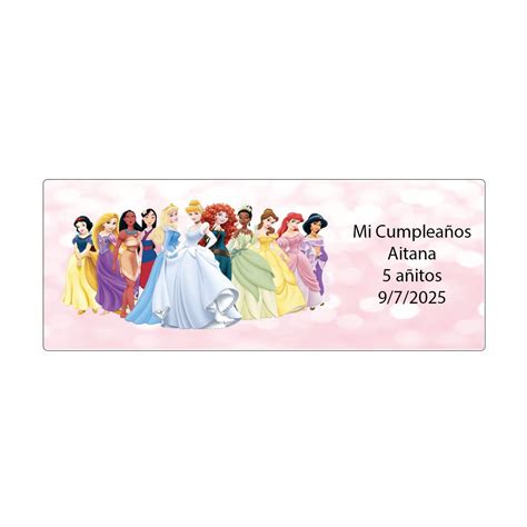 Adhesivo Personalizado Con Texto Y Nombre Princesas Disney