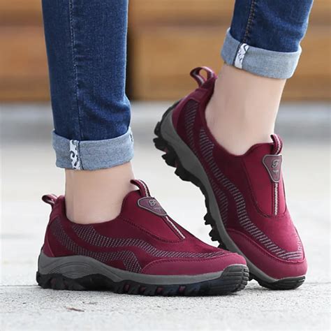 New Womens Outdoor Shoes Warm Winter Fleece Shoes four season Hiking shoes Women Slip on non ...