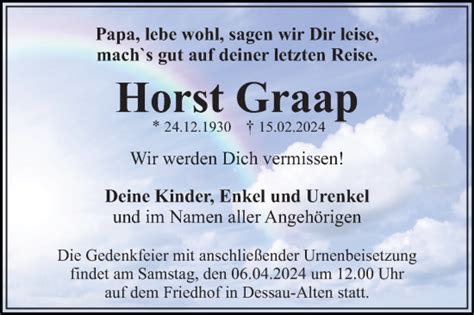 Traueranzeigen Von Horst Graap Abschied Nehmen De