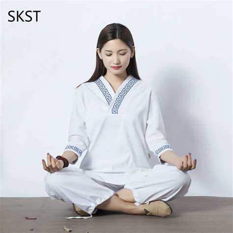 Tradition Women Yoga Suit Loose Trousers Tops Set Tai Chi Clothing