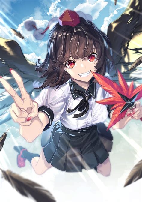 Safebooru 1girl D Bangs Bird Wings Black Hair Black Legwear Black