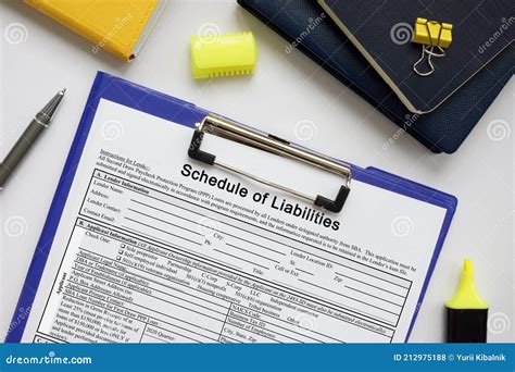 Sba Form 2202 Schedule Of Liabilities Stock Photo Image Of Secure