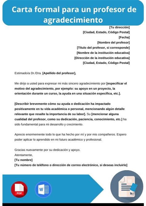 Carta De Agradecimiento En Ingl S Formal Word Pdf