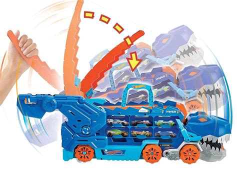Детска играчка 2 в 1 Hot Wheels City Автовоз T Rex с 2 колички Отлична цена Ozone bg