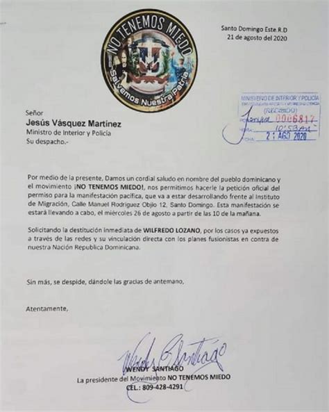 Carta Ministerio Interior Y Policia Comunicaci N Con Otro Son