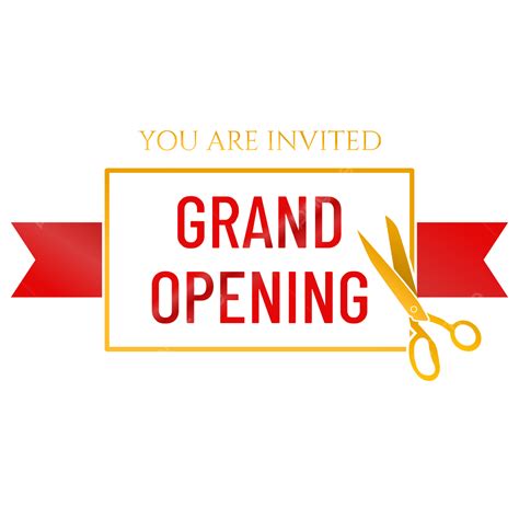 Grand Opening Ribbon Vector PNG Images, Grand Opening Invation Design ...