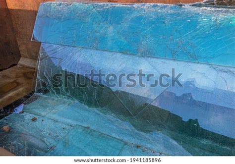 Broken Flat Glass Panes Recyclable Container Stock Photo 1941185896