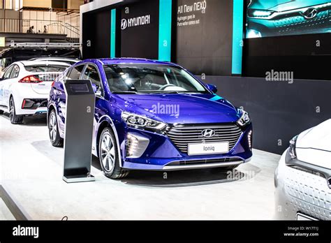 Brussels Belgium Jan 2019 Blue Hyundai Ioniq Plug In Brussels Motor