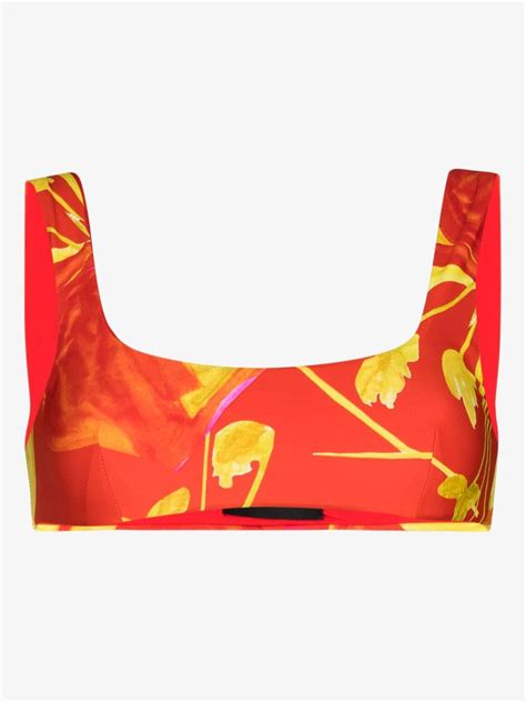 Louisa Ballou Red Orchid Flame Bikini Top Browns