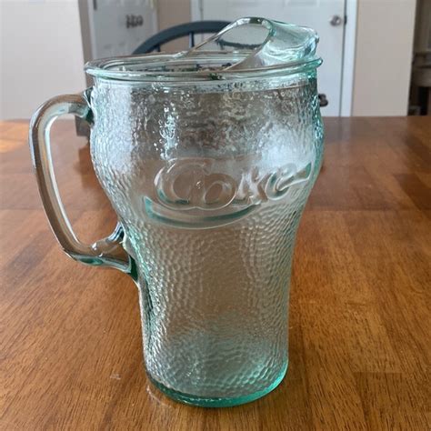 Coca Cola Dining Vintage Coca Cola Green Glass Pebbled Pitcher Poshmark