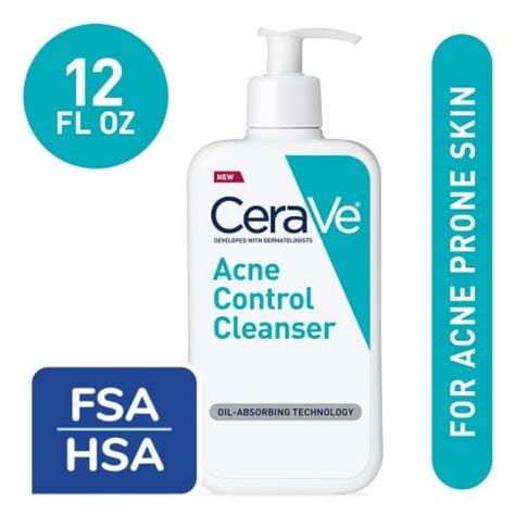 CeraVe Acne Control Cleanser with 2% Salicylic Acid Face Wash, 12 fl oz ...