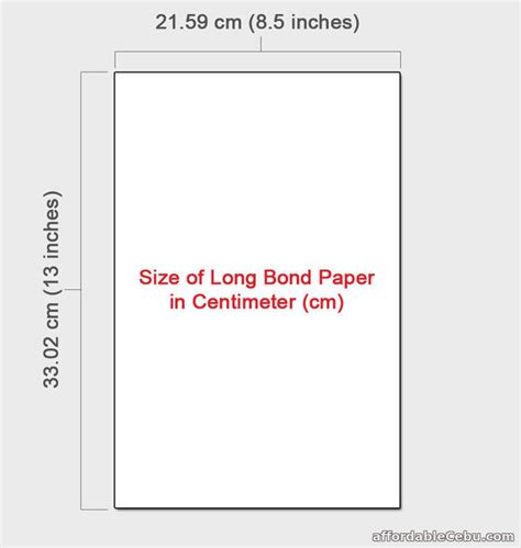 Long Bond Paper Size In Inch Philippines