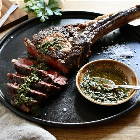 Wagyu Beef Tomahawk Steak With Smoky Red Pepper Compound Butter And