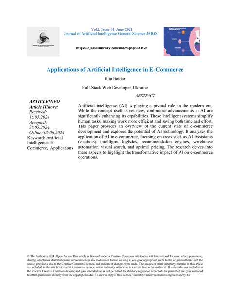 PDF Applications Of Artificial Intelligence In E Commerce