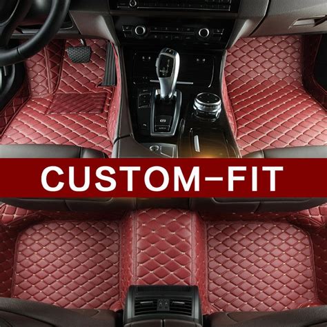 Red Leather Car Floor Mats Set