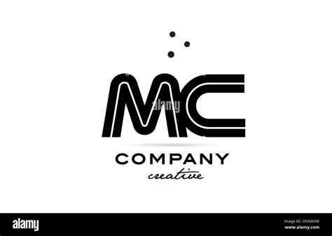 MC Black And White Combination Alphabet Bold Letter Logo With Dots