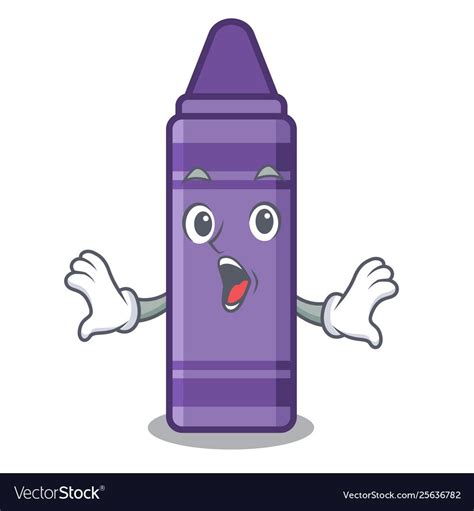 Surprised Purple Crayon Isolated With The Character Vector Illustration