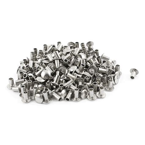 Uxcell A Ux Dm Oval Head Semi Tubular Rivets Silver Tone