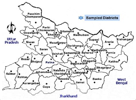 Map of Bihar showing sampled districts | Download Scientific Diagram