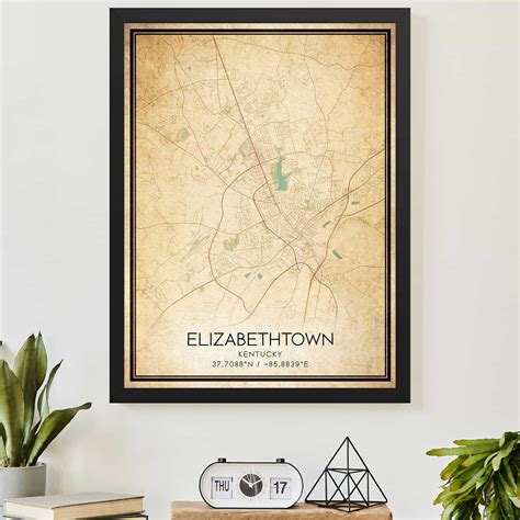 Vintage Elizabeth New Jersey Map Poster Modern Home Decor Wall Art Print Custom Maps And Posters