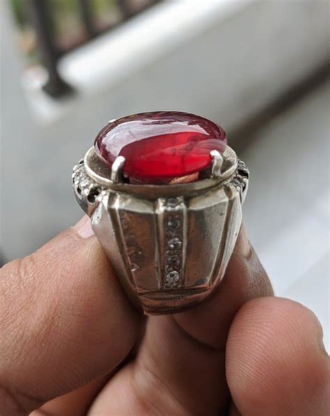 Jual Natural Ruby Pigeon Blood Kristal Big Size Ring Perak 925 HM Di