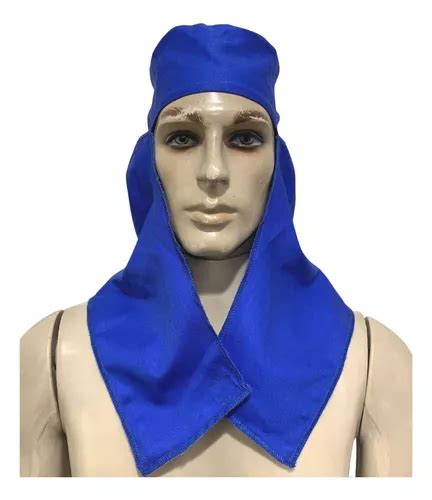 Touca Capuz Soldador Arabe Brim Velcro Azul Sol Prote O