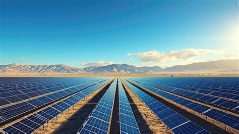 Premium Photo A Vast Solar Panel Farm Stretches Across A Desert Landscape Harnessing The Power