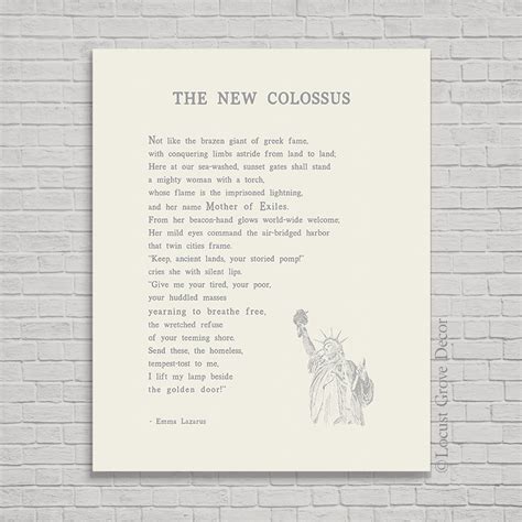 The New Colossus Poem by Emma Lazarus Metal Print, Statue of Liberty ...