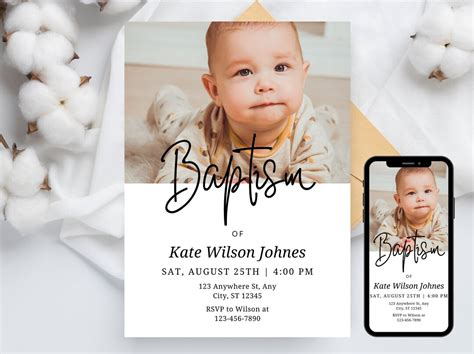 Photo Baptism Invitation Template Girl Baptism Invitation Template