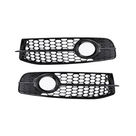 Badgeless Front Grille Fogs Cover Honeycomb Black Gloss For Audi A