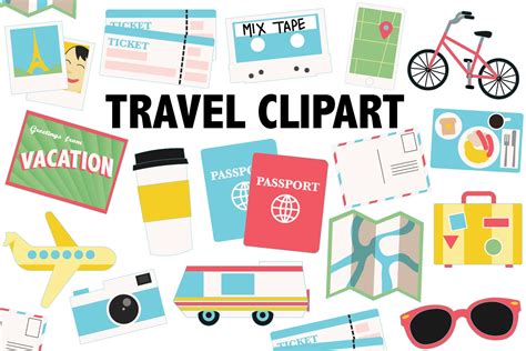 TRAVEL CLIPART Printable Vacation Adventure Icons Airplane | Etsy