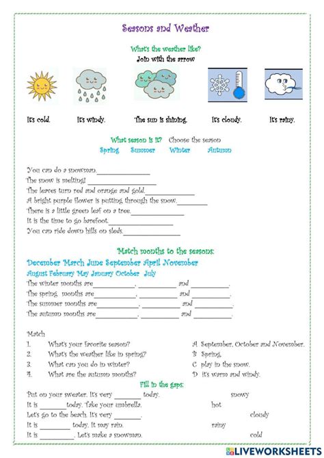 Weather Worksheet For Grade 5 And 6 Online Exercise For Live Worksheets Library