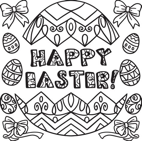 Happy Easter Coloring Page For Kids 13801518 Vector Art At Vecteezy