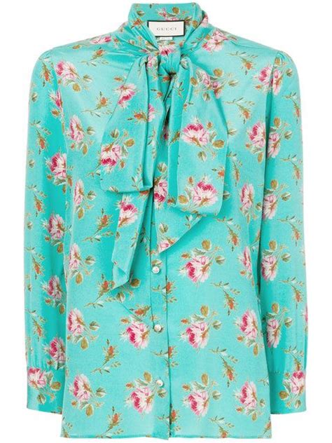 Gucci Rose Print Silk Shirt Farfetch Ladies Blouse Designs Blouse Designs Printed Silk Shirt