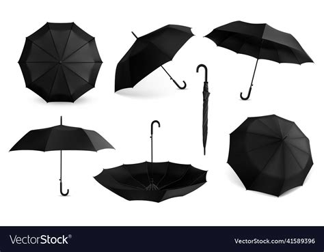 Black Umbrella Realistic Mockup Of Open Royalty Free Vector