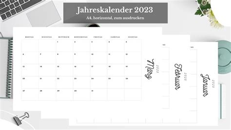 Jahreskalender 2023 Zum Ausdrucken // A4-format // Planer 2023 - Etsy