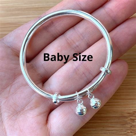 Baby Bells Bangle Silver Baby Bracelet Sterling Silver Baby Etsy