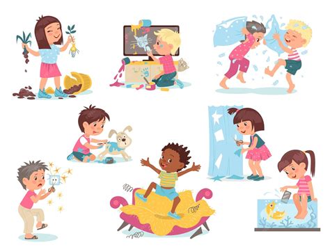 premium vector kids destroy children bad behavior naughty boys