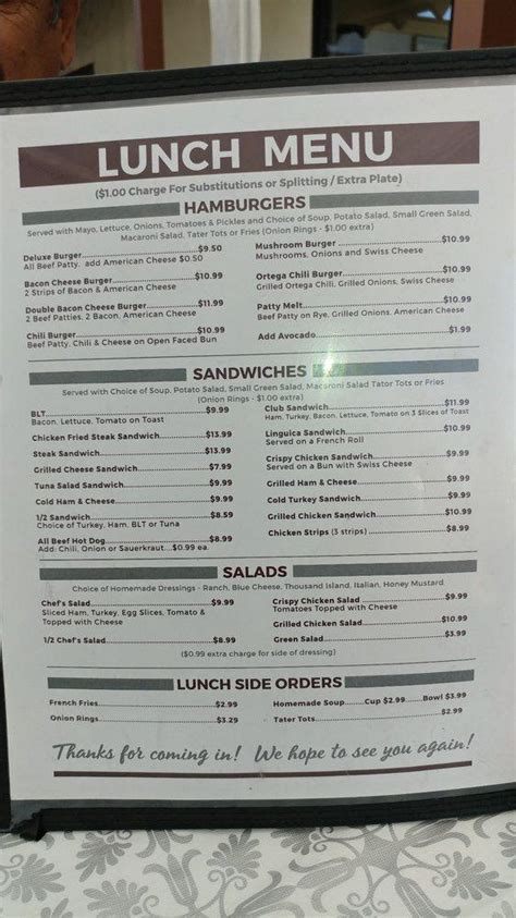 Menu At Sams Cafe Ceres