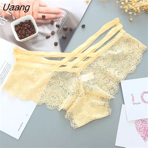 Uaang Panties Women Lace Low Rise Solid Sexy Briefs Transparent Female Underwear Soft Lingerie