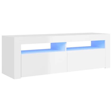 Meuble Tv Avec Lumi Res Led Blanc Brillant X X Cm Dilwe