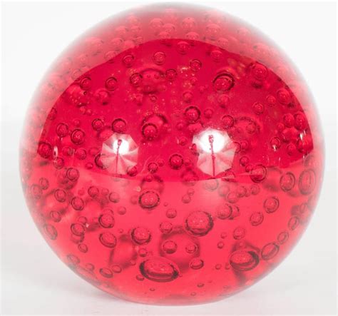 Mid Century Modernist Ruby Red Paperweight With Glass Bubbles At 1stdibs