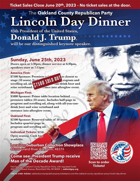 Oakland County Republican Party Lincoln Day Dinner Suburban