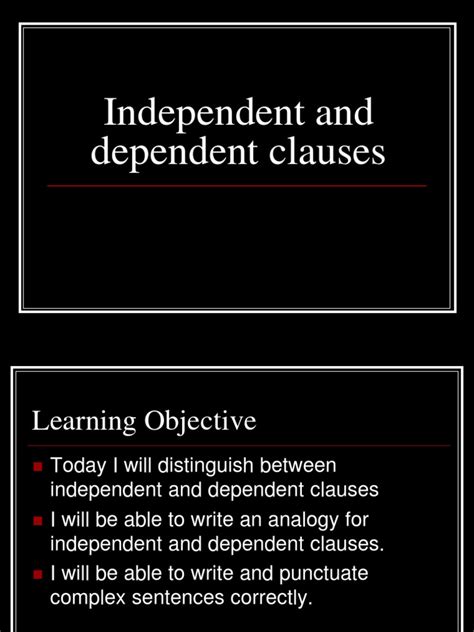 Independent And Dependent Clauses Pdf Clause Sentence Linguistics