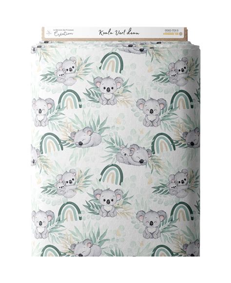 Tissu en coton Koala vert d eau Imprimé Mignon pour Projets de